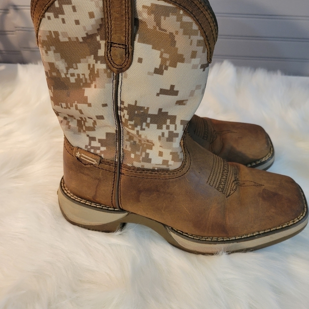 Durango Kids Brown and Camouflage Cowboy Boots 8" Tall Size3M - Picture 4 of 9
